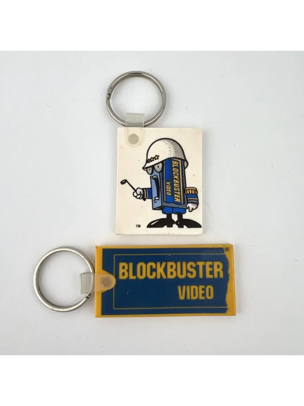 Lot of 2 Blockbuster Video Keychains The General Commander and Logo Vintage